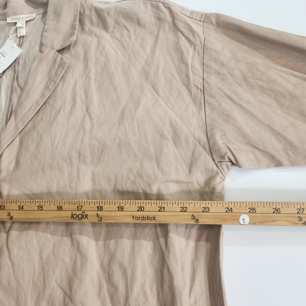 Eileen Fisher Women's Size L Oversized jacket Tan Organic Cotton Blend 01 - Picture 4 of 14